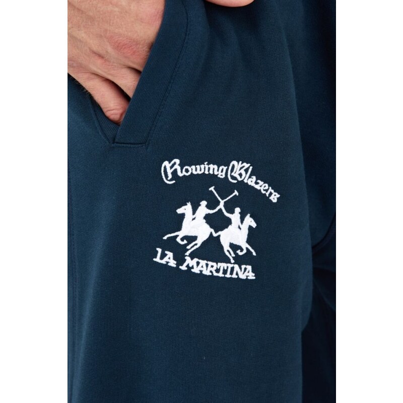 LA MARTINA Granatowe spodnie dresowe z wyszywanym logo, Wybierz rozmiar L