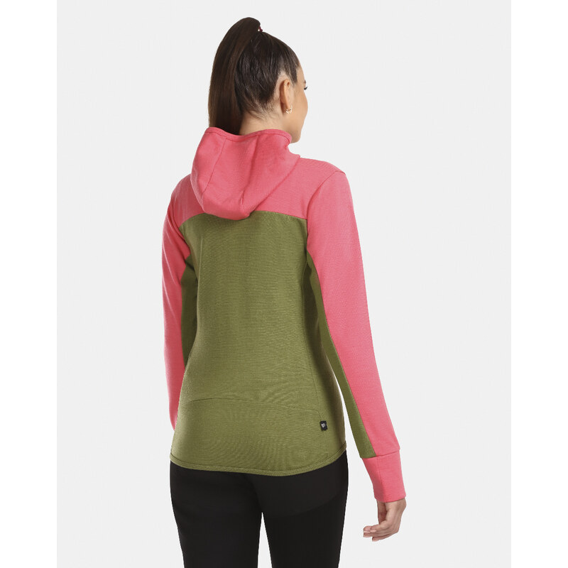 Damski sweter merynosowy z kapturem Kilpi WOLIE-W różowy
