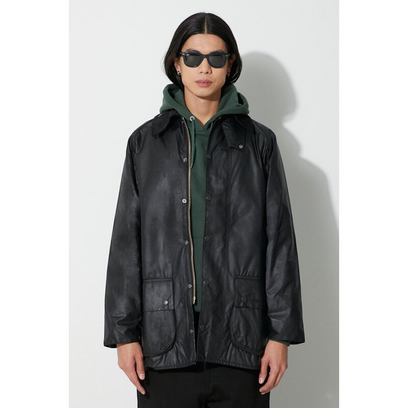 Barbour kurtka bawełniana Beaufort Wax Jacket kolor czarny przejściowa MWX0017