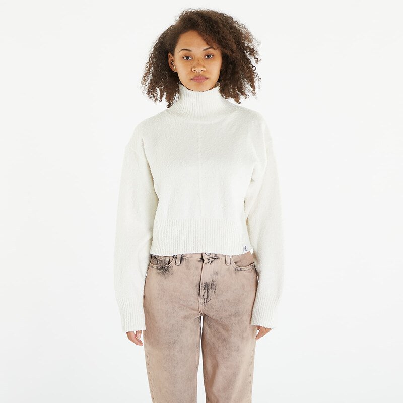 Damski sweter Calvin Klein Jeans Boucle High Neck Sweater Ivory