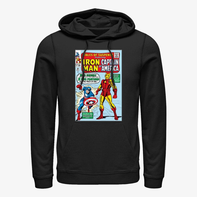Męska bluza z kapturem Merch Marvel Avengers Classic - Iron Cap Team Unisex Hoodie Black