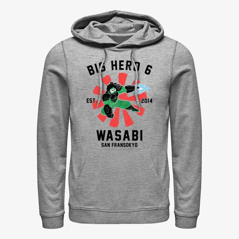 Męska bluza z kapturem Merch Disney Big Hero 6 Movie - Wasabi Collegiate Unisex Hoodie Heather Grey