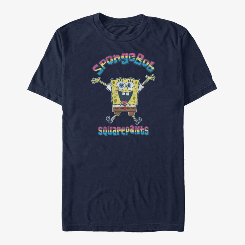Koszulka męska Merch Nickelodeon SpongeBob SquarePants - Rainbow SpongeBob Unisex T-Shirt Navy Blue