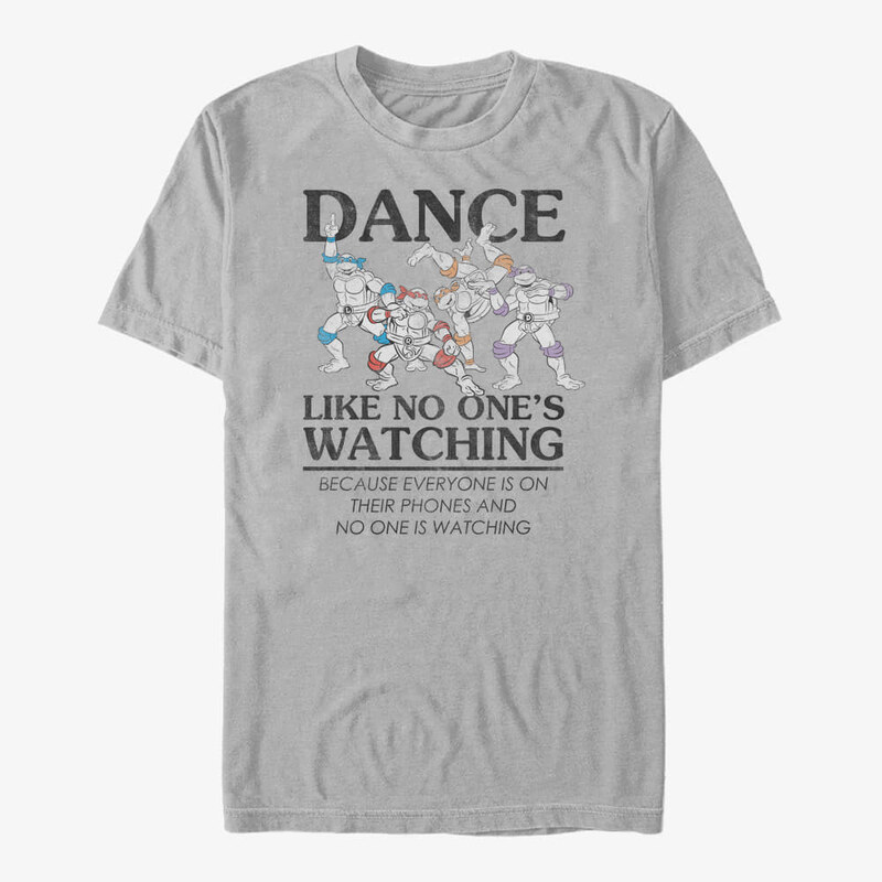 Koszulka męska Merch Nickelodeon Teenage Mutant Ninja Turtles - DANCE LIKE NO ONES WATCHING Unisex T-Shirt Ash Grey