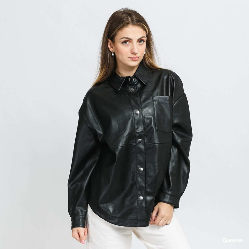 Kurtka damska Urban Classics Ladies Faux Leather Overshirt Black