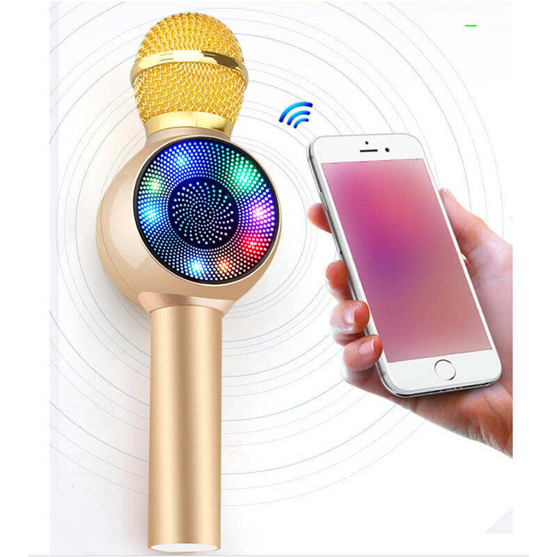 SWEET ACCESS Mikrofon w kolorze złotym z głośnikiem Bluetooth do karaoke