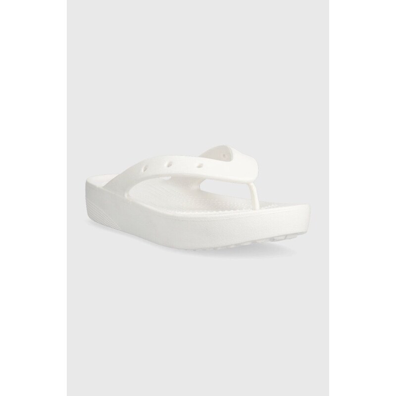 Crocs japonki Classic Platform Flip damskie kolor biały na platformie 207714