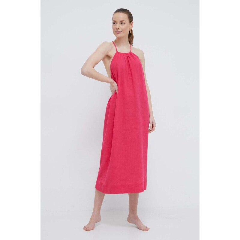 Chantelle sukienka plażowa bawełniana kolor różowy