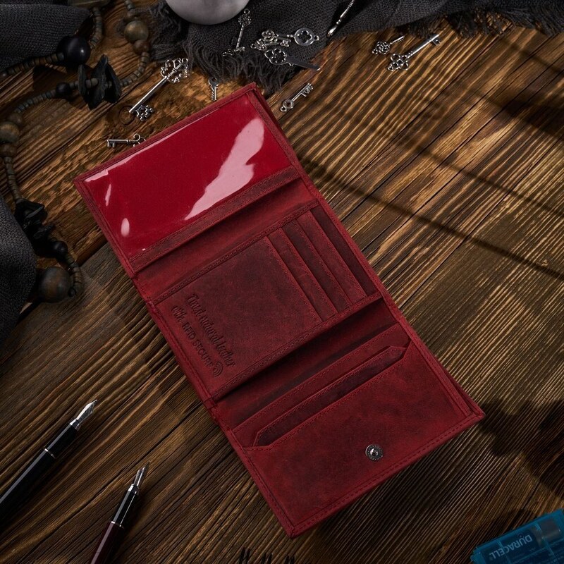 Portfel damski skórzany czerwony z rfid vintage paolo peruzzi t-33-rd