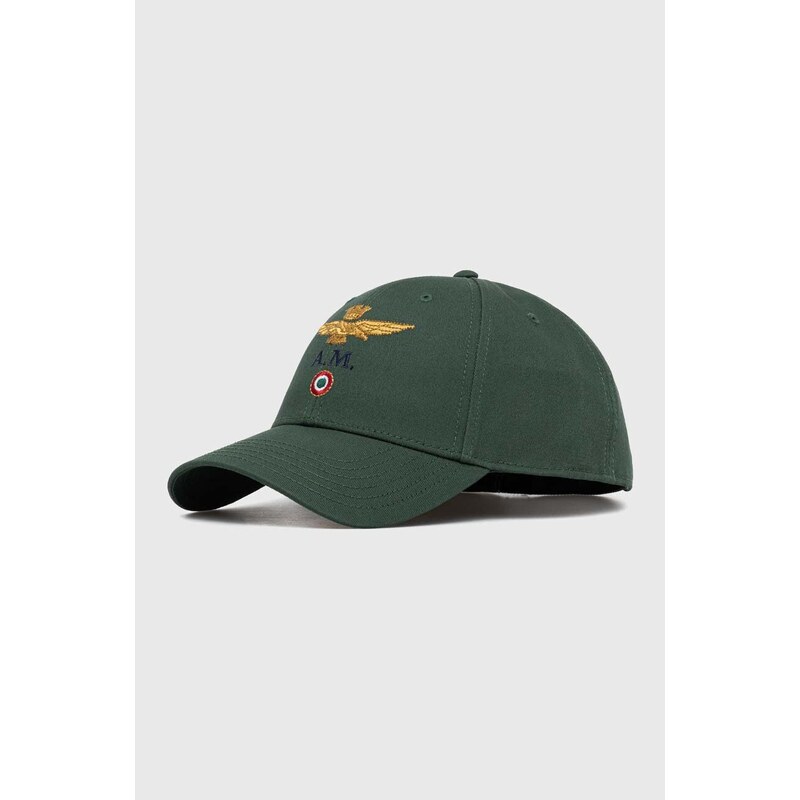 Aeronautica Militare czapka z daszkiem bawełniana kolor zielony z aplikacją