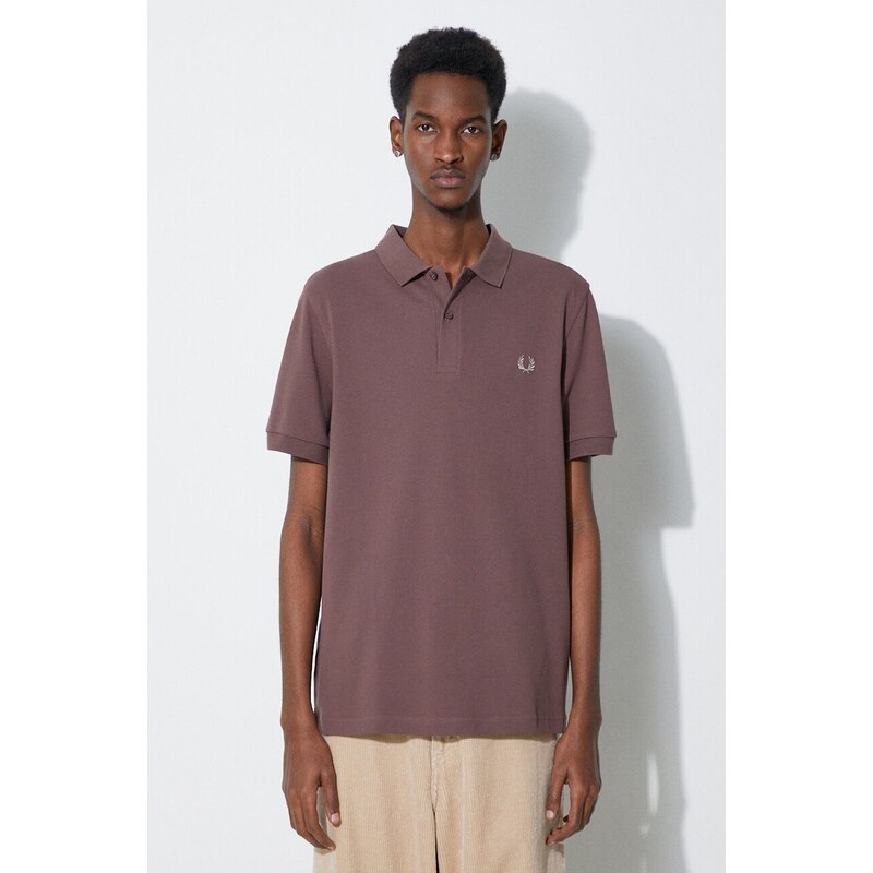 Fred Perry polo bawełniane Plain Shirt kolor brązowy z aplikacją M6000.U85