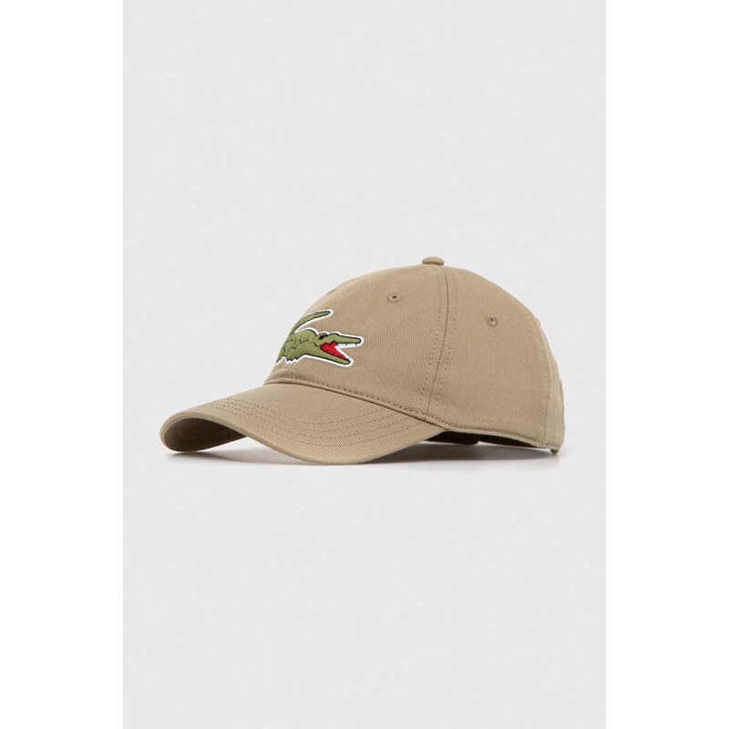 Lacoste czapka z daszkiem bawełniana kolor brązowy z aplikacją RK9871-HBP