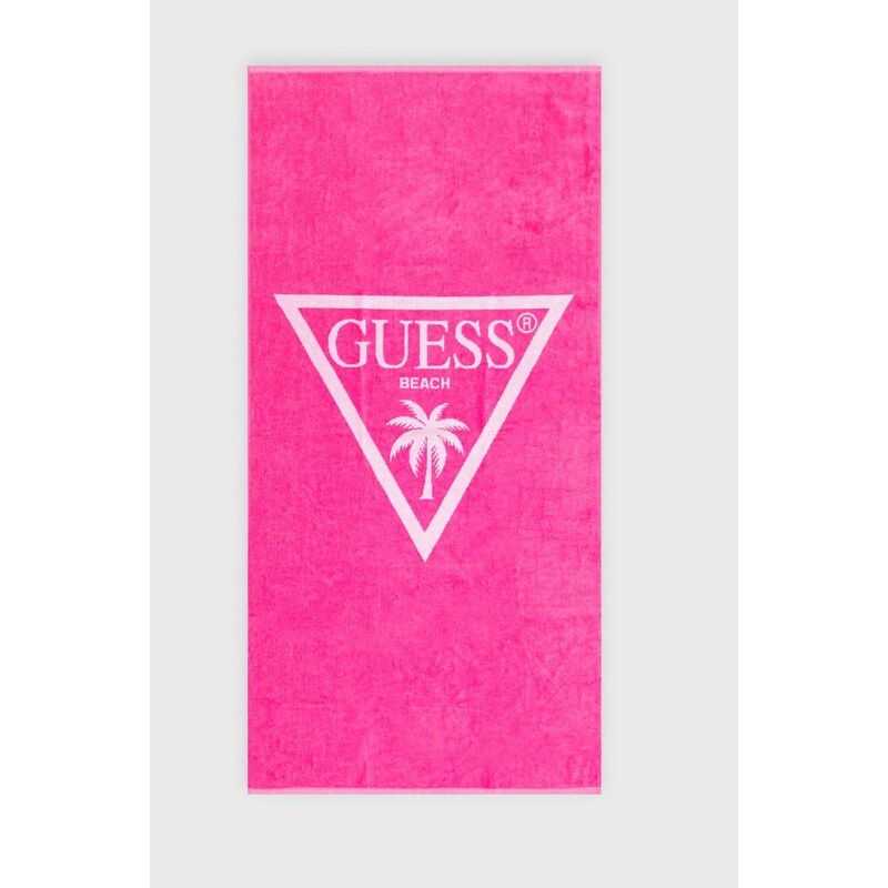 Guess ręcznik bawełniany kolor różowy