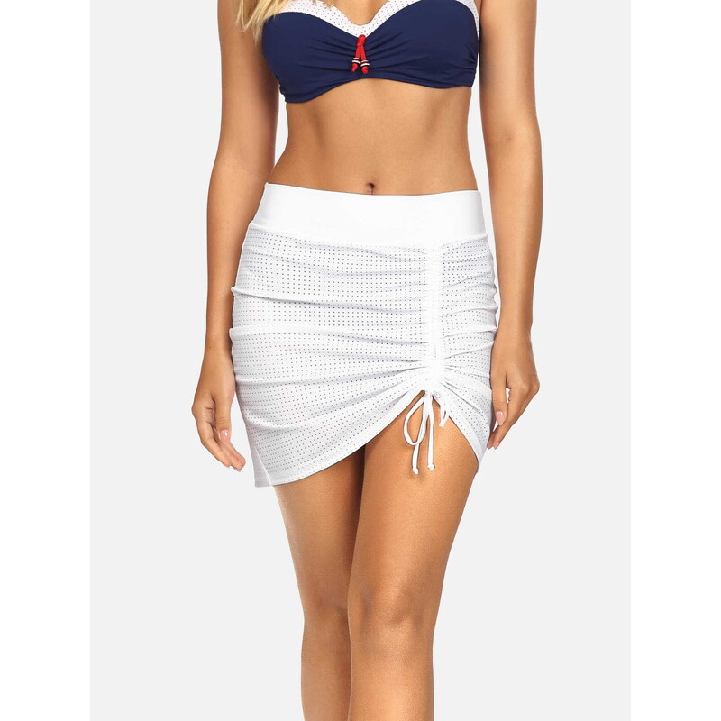 Miss Lou Damska biała spódniczka mini z siateczki na lato (S-M (36-38))