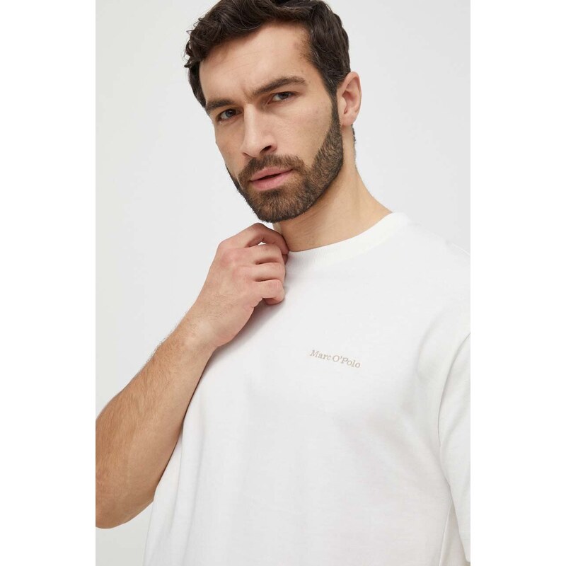 Marc O'Polo t-shirt bawełniany męski kolor biały gładki