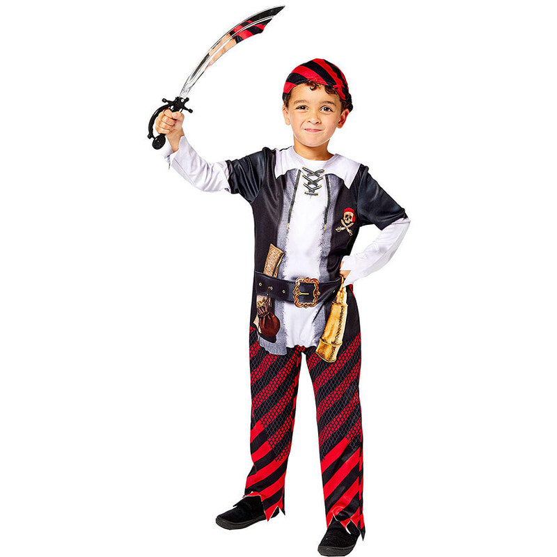 amscan 2-częściowy kostium "Sustainable Pirate Boy" w kolorze czerwono-czarnym