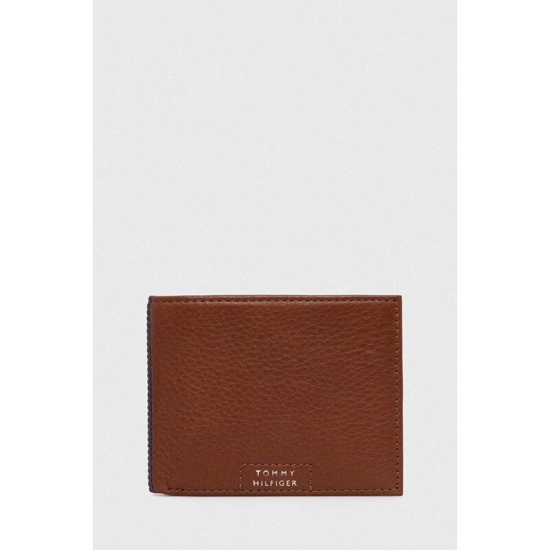 Tommy Hilfiger portfel skórzany męski kolor brązowy AM0AM12187