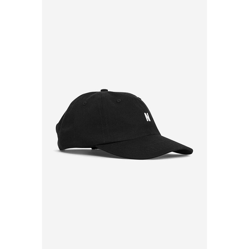 Norse Projects czapka z daszkiem bawełniana kolor czarny gładka N80.0001.9999-9999