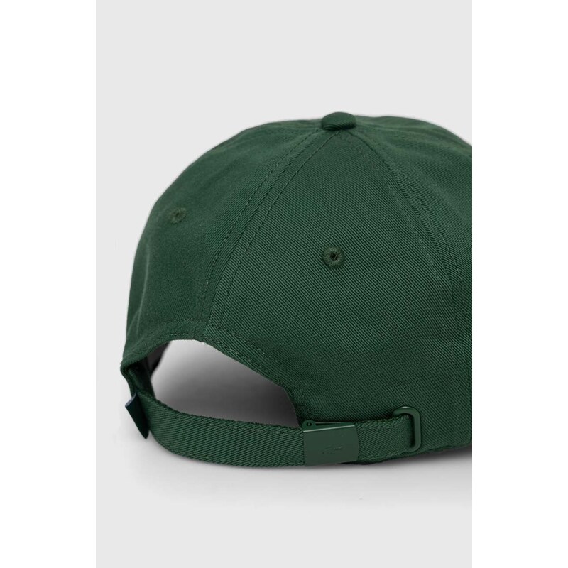 Lacoste czapka z daszkiem bawełniana kolor zielony gładka