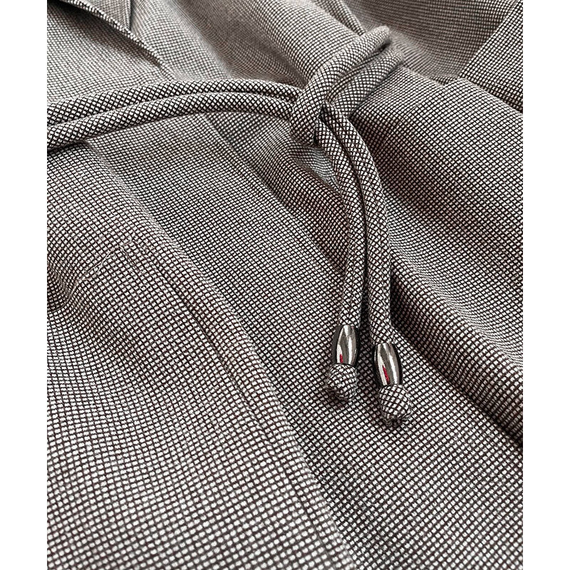 ROSSE LINE Damski płaszcz z rękawami 3/4 w kratkę brąz (2718)