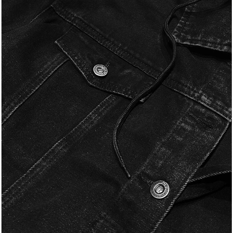 P.O.P. SEVEN Kurtka jeansowa z dresowym kapturem czarna (pop5920-k)