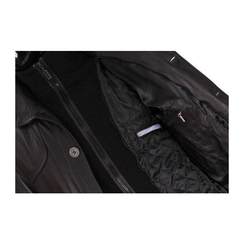 TRS450 - Uniwersalna czarna kurtka skórzana męska przejściowa DORJAN
