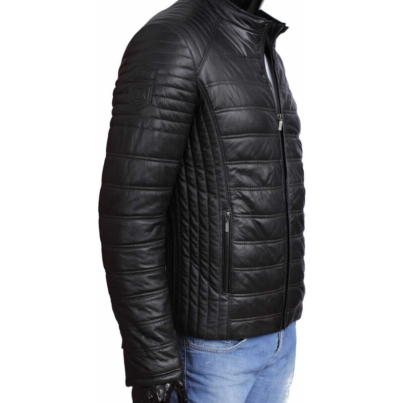 CARLO MONTI NIK451 - Uniwersalna kurtka skórzana męska z czarnej skóry DORJAN