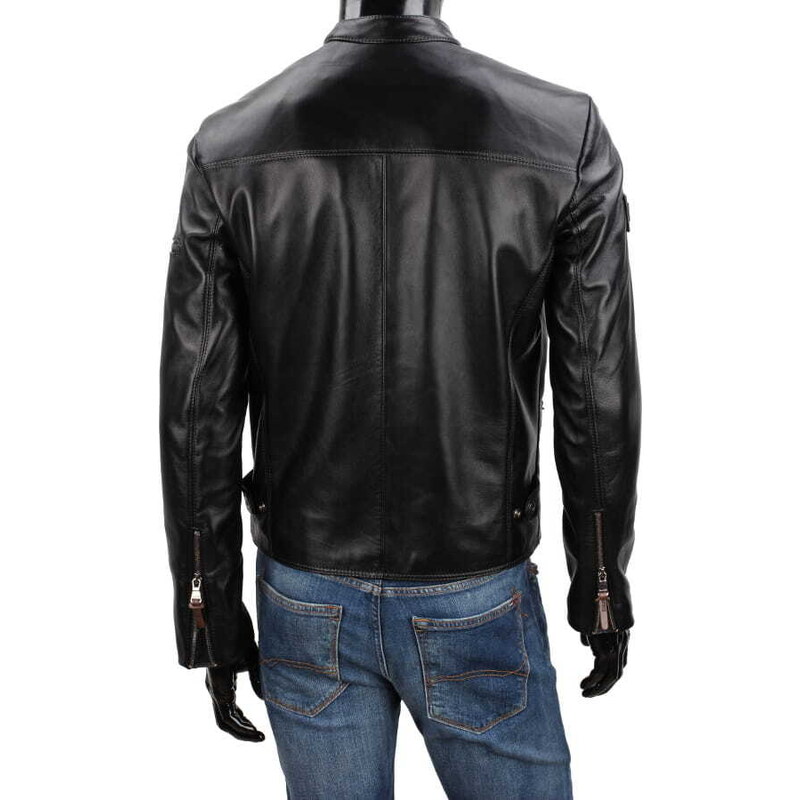 CARLO MONTI KEN451 - męska kurtka skórzana biker z czarnej skóry naturalnej DORJAN