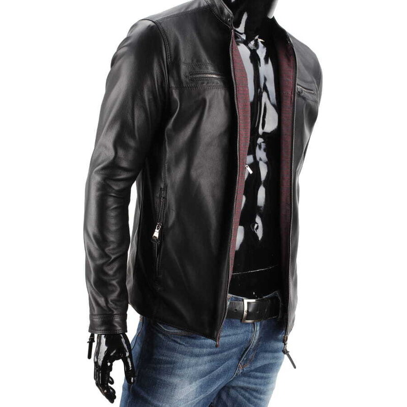 CARLO MONTI WIM450 - Rockowa kurtka skórzana męska z czarnej skóry DORJAN