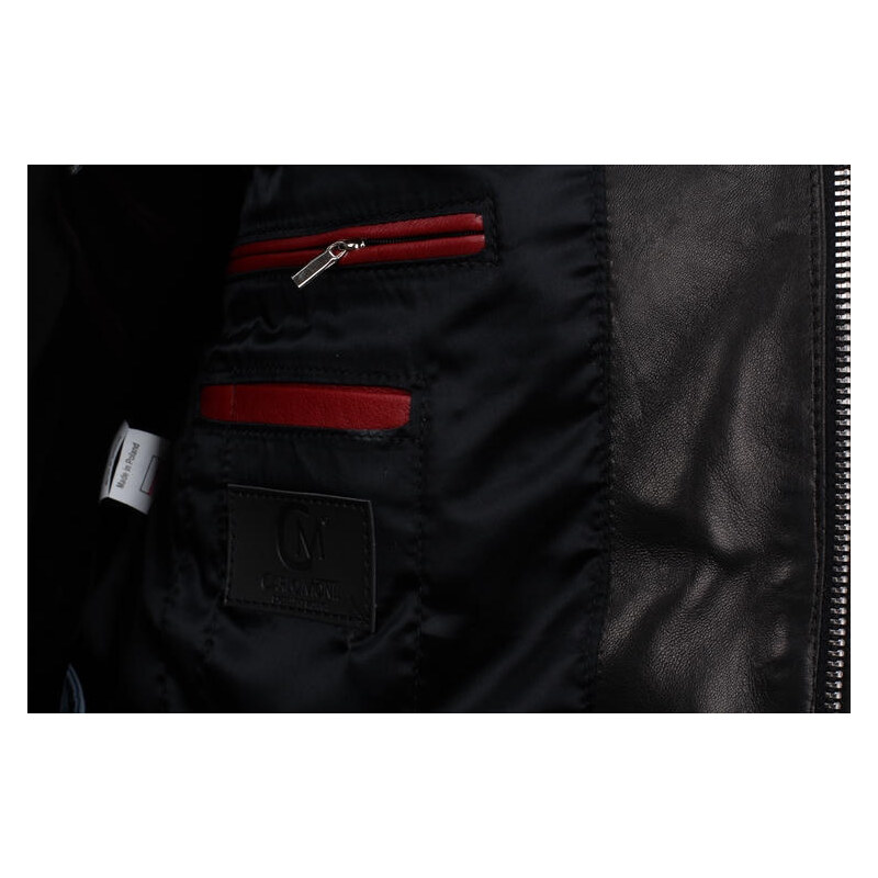 CARLO MONTI NIK453 - Czarna kurtka skórzana męska wielosezonowa firmy DORJAN