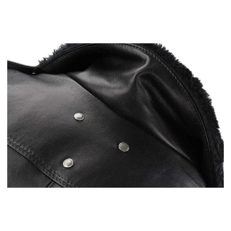 CARLO MONTI JUK450 - Skórzana ramoneska z kożuszkiem w kolorze czarnym DORJAN