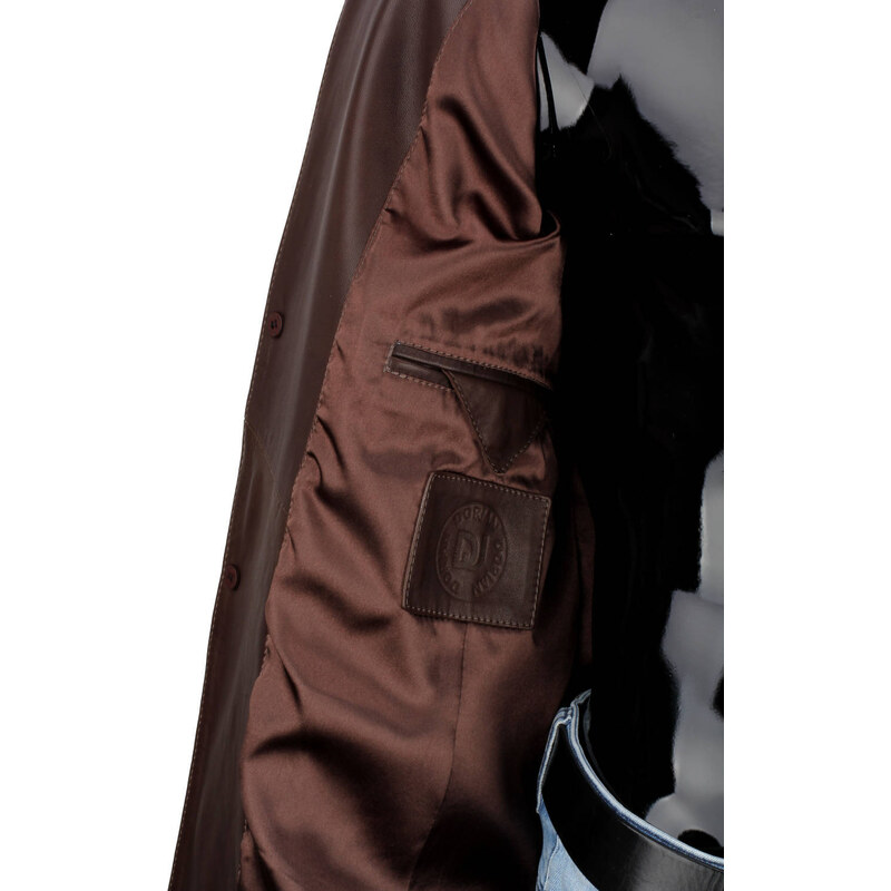 JSZ122 - Elegancka brązowa kurtka skórzana męska DORJAN