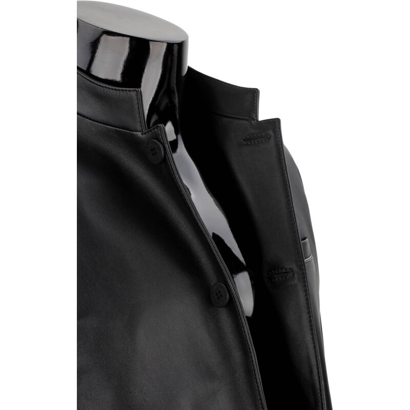 TWM450 - Elegancka kurtka skórzana męska zapinana na guziki DORJAN