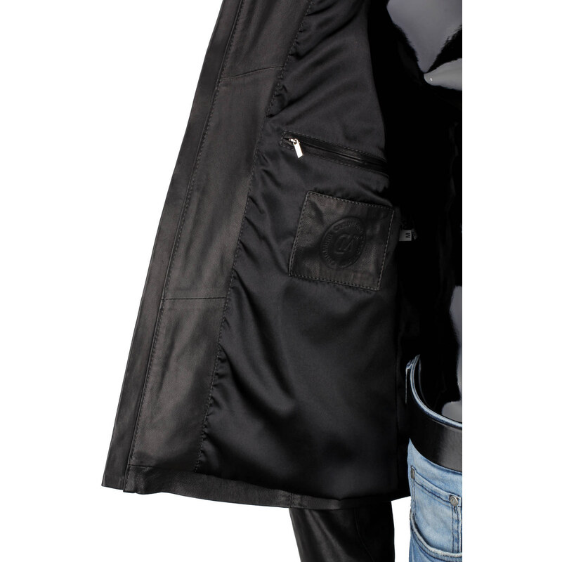 CARLO MONTI VIT450G - Czarna kurtka męska skórzana na sezon wiosna lato DORJAN