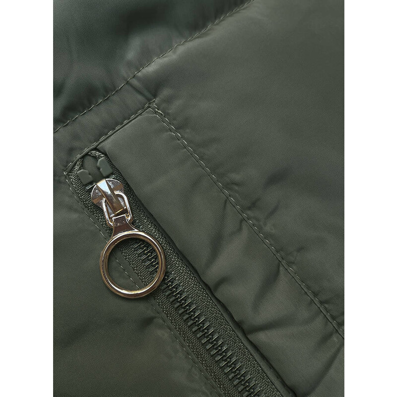 S'WEST Dwustronna krótka kurtka z kapturem khaki-beż (B8181-11046)