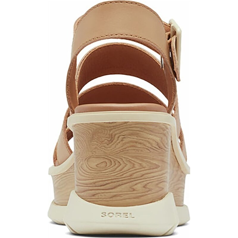 Sorel Skórzane sandały "Joanie" w kolorze beżowym na koturnie