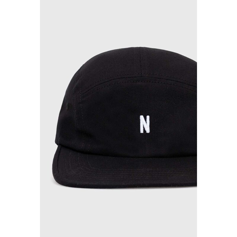 Norse Projects czapka z daszkiem bawełniana Twill 5 Panel Cap kolor czarny gładka N80.0126.9999