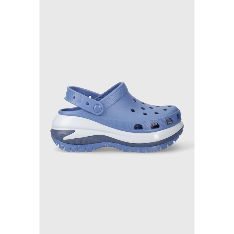 Crocs klapki Classic Mega Crush Clog damskie kolor niebieski na platformie 207988