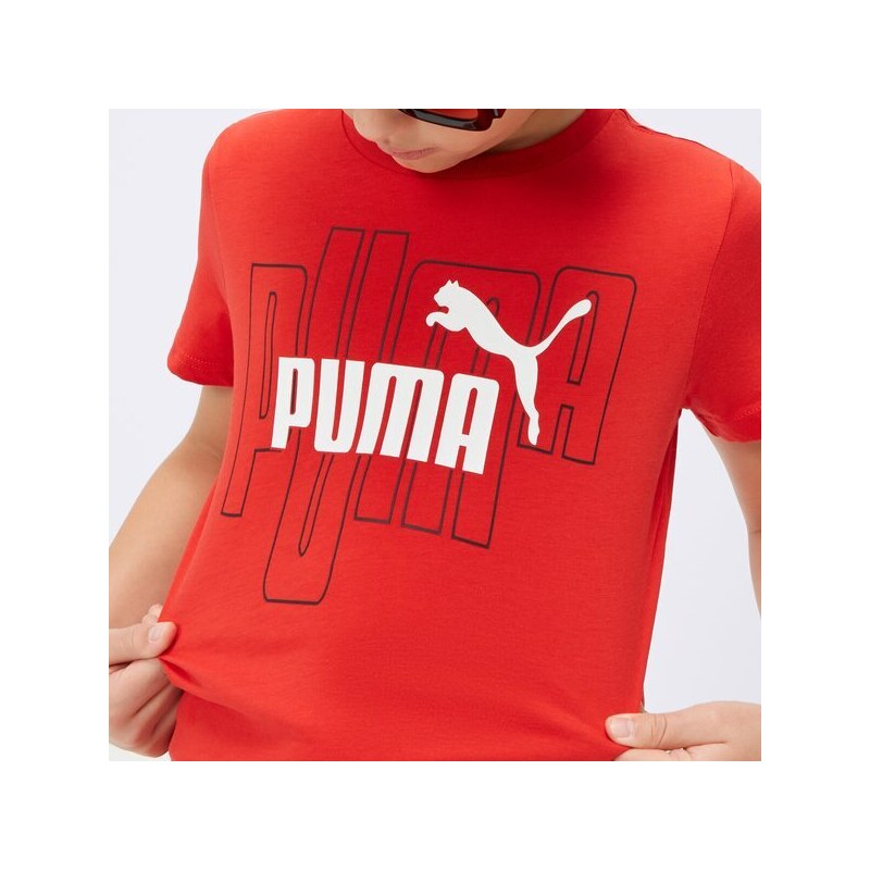 Puma T-Shirt Graphics No.1 Logo B Dziecięce Ubrania Koszulki 676823 11 Czerwony