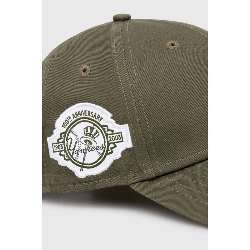 New Era czapka z daszkiem bawełniana 9Forty New York Yankees kolor zielony z aplikacją 60435138