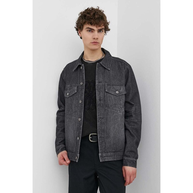 Wood Wood kurtka jeansowa Ivan Denim męska kolor czarny przejściowa 12315107.7051
