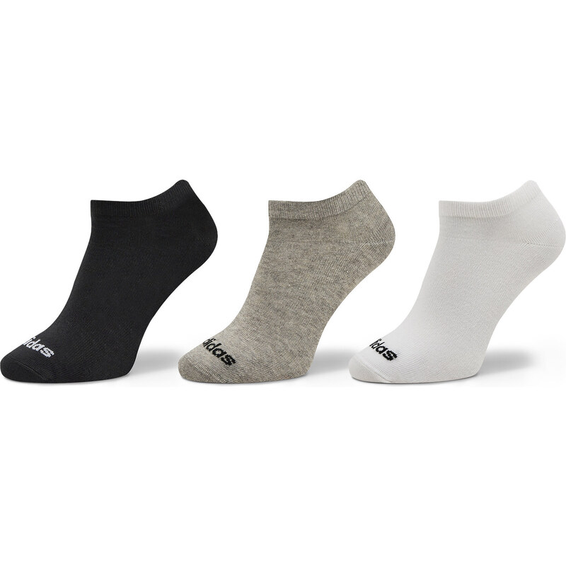 Skarpety stopki unisex adidas Thin Linear Low-Cut Socks 3 Pairs IC1300 medium grey heather/white/black