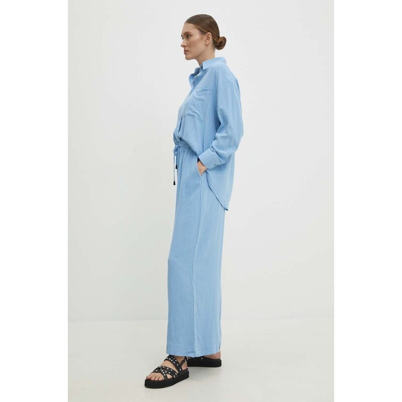 Answear Lab koszula i spodnie z lnem kolor niebieski