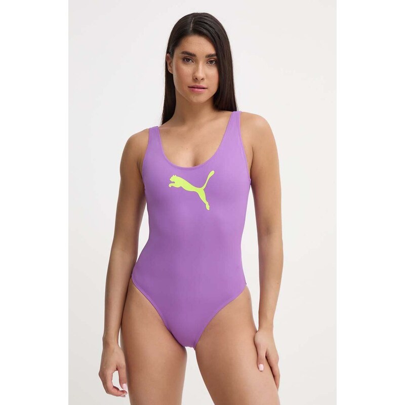 Puma jednoczęściowy strój kąpielowy kolor fioletowy miękka miseczka 907685