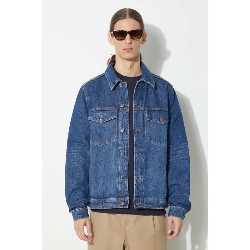 Wood Wood kurtka jeansowa Ivan Denim męska kolor niebieski przejściowa 12315106.7051