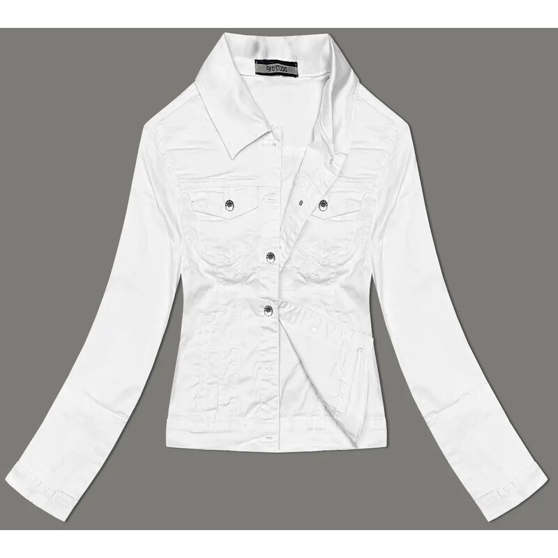 NEW STUDIO Jeansowa kurtka damska na guziki biała (W023)