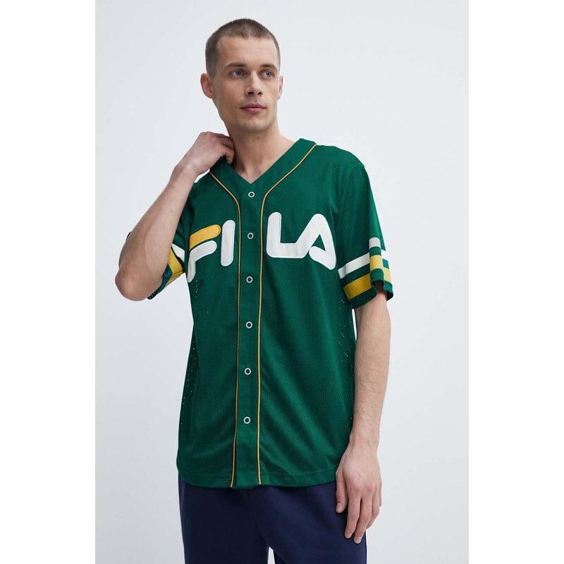 Fila t-shirt Lashio męski kolor zielony z aplikacją FAM0652
