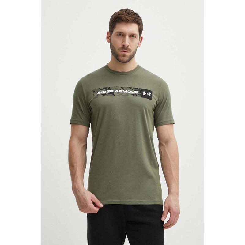 Under Armour t-shirt męski kolor zielony z nadrukiem 1376830