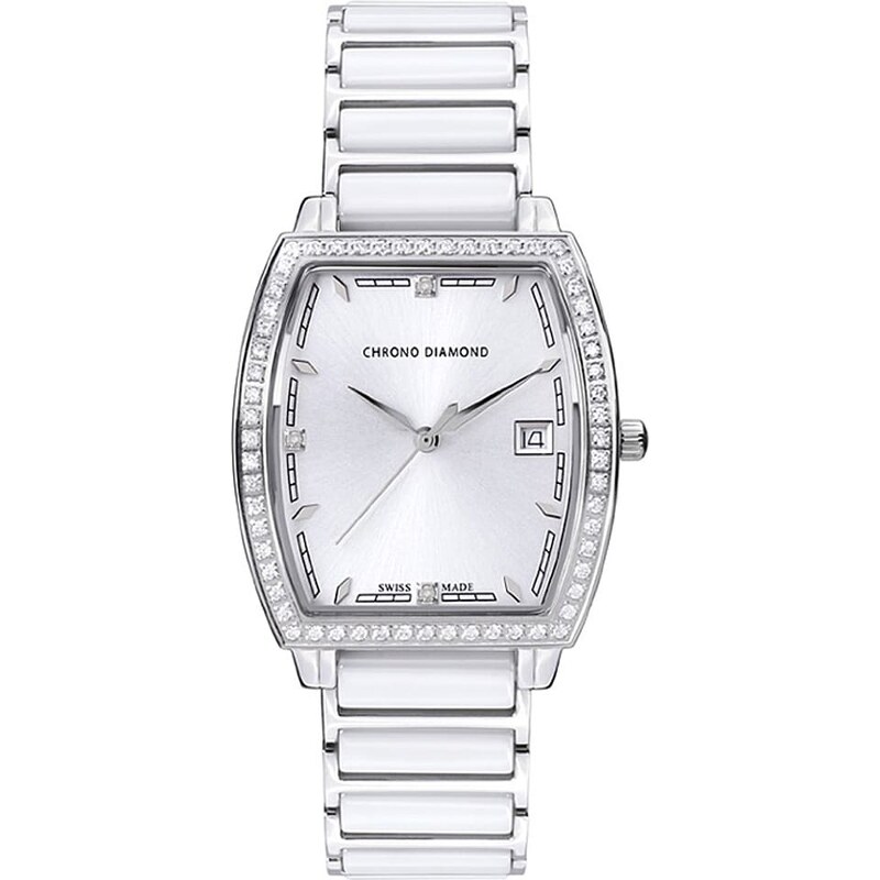 Chrono Diamond Zegarek kwarcowy "Leandra" w kolorze srebrno-białym