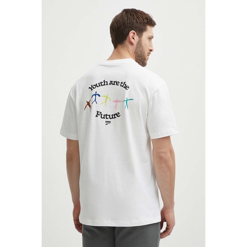 Puma t-shirt bawełniany męski kolor beżowy z nadrukiem 623558